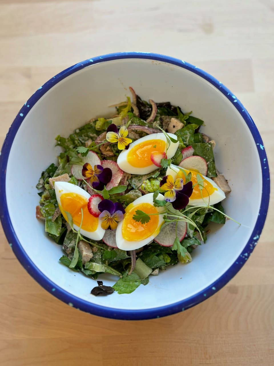Chopped salad enamel bowl